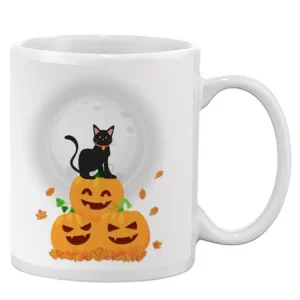 Black Cat On Pumpkins Mug -SPIdeals Designs