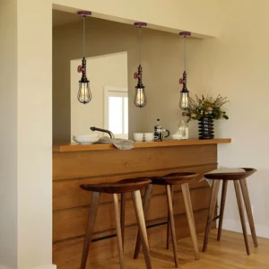 Rustic Red Pendant Light Steampunk Pipe Light Balloon Cage Lamp Hanging Indoor Light Fitting For Kitchen, Living room~1194