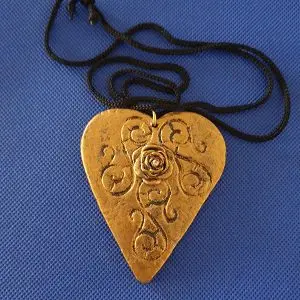 Antique Gold Heart Pendant-Polymer Clay