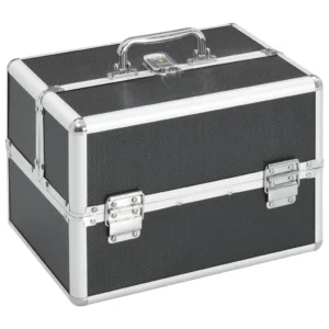 vidaXL Make-up Case 8.7"x11.8"x8.3" Black Aluminum