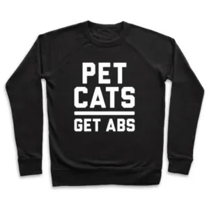 PET CATS GET ABS (WHITE) CREWNECK SWEATSHIRT