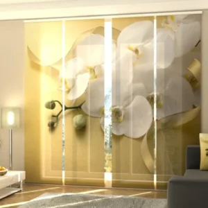 Set di 4 Tende a Pannello Orchidee su Oro