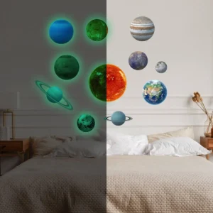 Solar System Wall Stickers, Celestial Glow Decals - Astronomy Decor