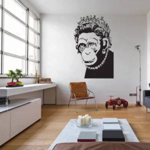 Queen Monkey Vinyl Wall Art Decal - Humorous, Playful & Creative Wall Sticker