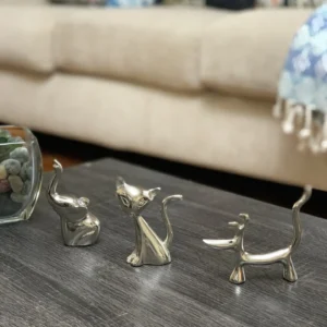 Vibhsa Dog Cat & Elephant Ring Holders Set - Silver