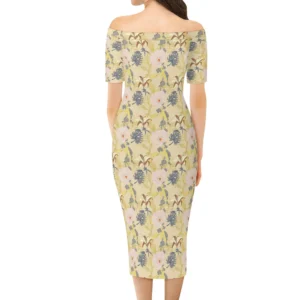 Womens Off The Shoulder Office Lady Dress