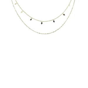 Double Layered Necklace with Diamond Shaped Accents