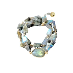 Hana Wrap Bracelet/Necklace in Labradorite - Chunky Stone