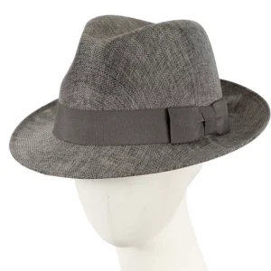 Grey mens summer fedora hat