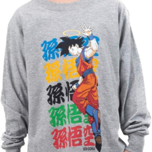 Dragon Ball Z Anime Cartoon Boys Grey Long Sleeve Shirt