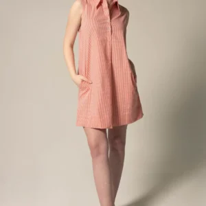 Italian Cotton Orange Sleeveless Dress