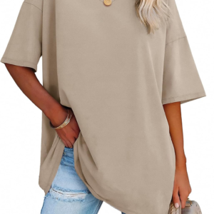 Womens Summer Oversized Shirts V Neck Business Casual Workout Tops Beach Vacation 2025 Gym Clothes