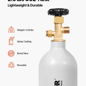 CO2 Tank 2.5 lbs New Aluminum Alloy Cylinder with CGA320 Valve DOT Approved