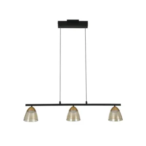 3-Light Height Adjustable Pendant Lighting Integrated LED Black Chandelier