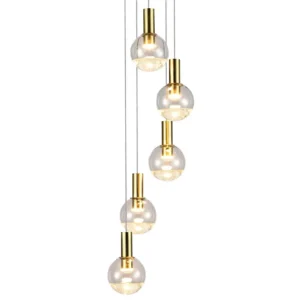 5-Light Pendant Lighting Height Adjustable Integrated LED Chandelier