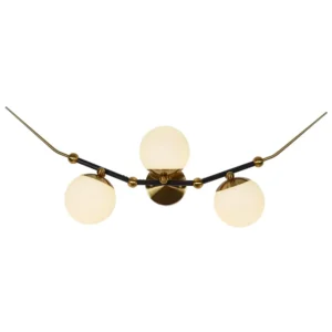 Integrated LED Wall Sconce Light with 3 Glass Shades in Antique Brass