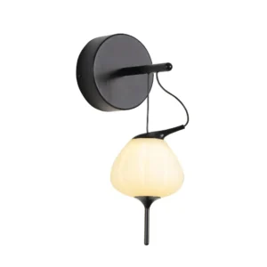 Integrated LED Wall Sconce Light with Glass Shade in Black