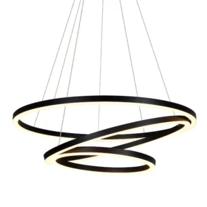 Integrated LED Chandelier Height Adjustable Circular Pendant Light in Black