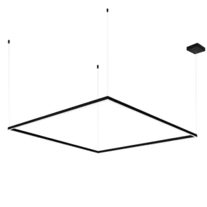 Integrated LED Chandelier Height Adjustable Square Pendant Light in Black