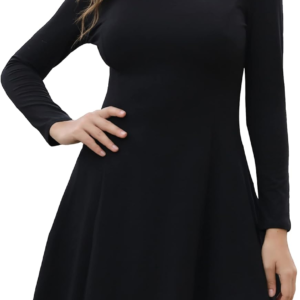 Women'S Long Sleeve Fall Dresses 2024 Casual Peter Pan Collar a Line Fit and Flare Skater Goth Dress