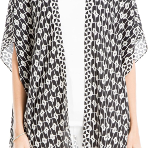 Womens Printed Open Front Kimono