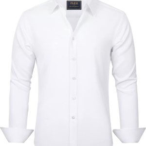 Men'S Dress Shirts Solid Long Sleeve Stretch Wrinkle-Free Formal Shirt Business Casual Button down Shirts