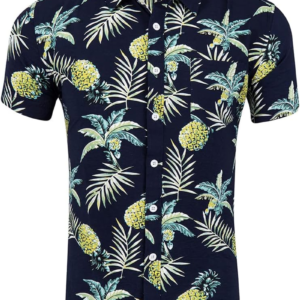 Mens Hawaiian Shirt Casual Short Sleeve Summer Shirts Tropical Floral Print Aloha Beach Shirts Black M