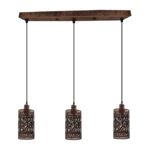 Industrial vintage Retro 3 way Rectangle Drum Cylinder Rustic Red cage pendant~4013