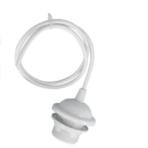E27 White Colour Umbrella Holder PVC 2 Core Round White Colour 1m Cable Pendant Set~2154